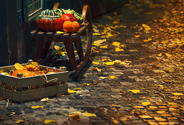 Holiday decoration with pumpkins for halloween