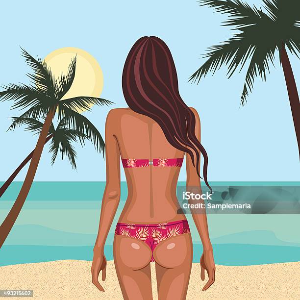 Beautiful Girl On Beach Stock Illustration - Download Image Now - 2015, Adult, Backgrounds