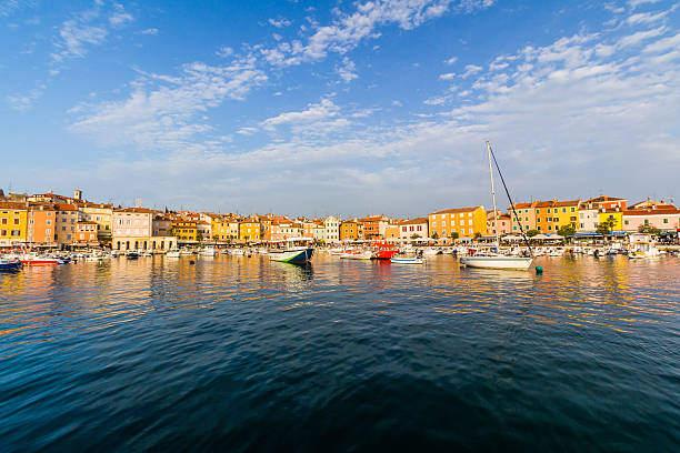 istock Small boats inside crowded harbor, Rovinj, Croatia 493216310
