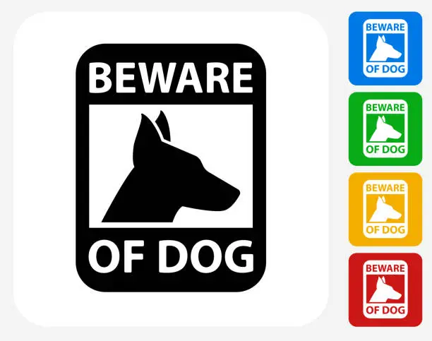 Vector illustration of Beware of Dog Sign Icon Flat Graphic Design