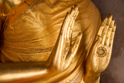 Buddha statue standing composed.
