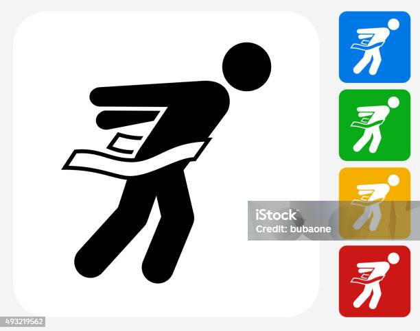 Athlete Crossing Finish Line Icon Flat Graphic Design Stock Illustration - Download Image Now