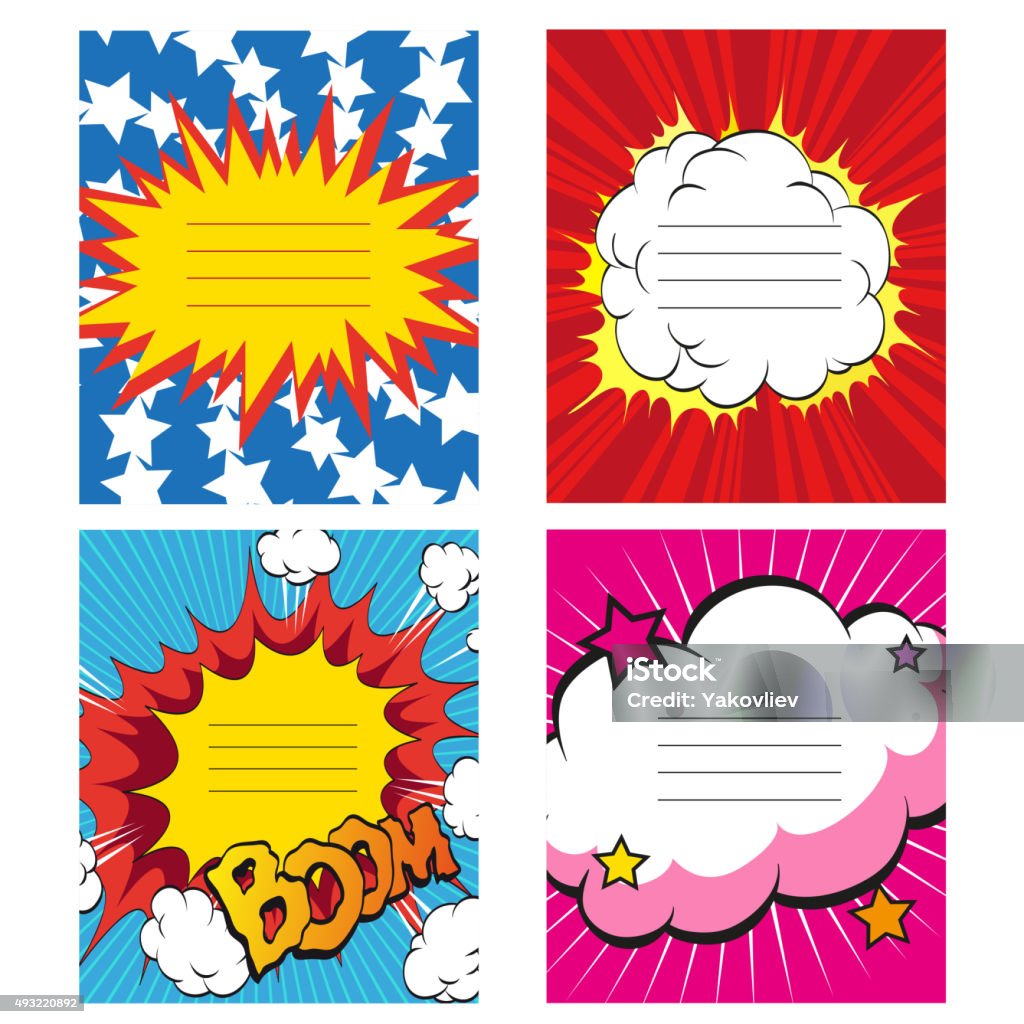 Set of 4 comics book design element. Vector illustration 2015 stock vector