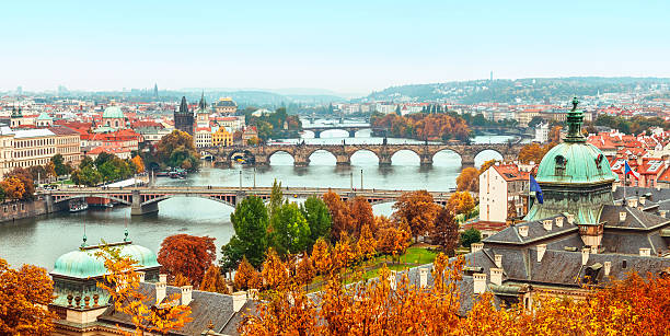 istock landscape view to Charles bridge on Vltava river in Prague 493221168