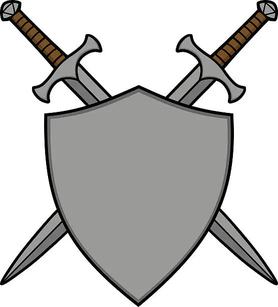 Vector illustration of Crossed Swords and Shield