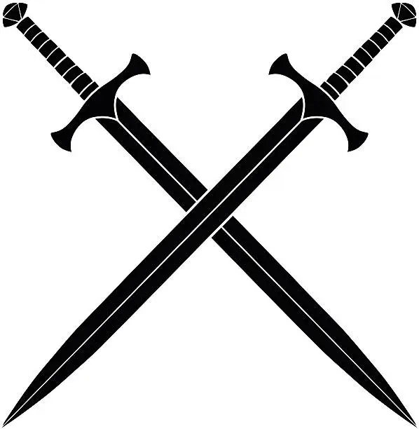 Vector illustration of Crossed Swords Silhouette