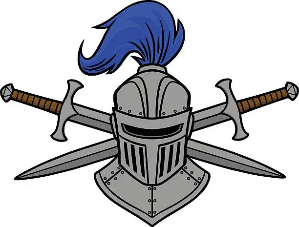 Vector illustration of Knight Helmet and Crossed Swords