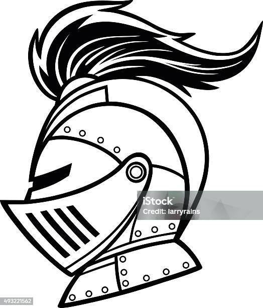 Knight Lineart Stock Illustration - Download Image Now - Knight - Person, Sports Helmet, Work Helmet