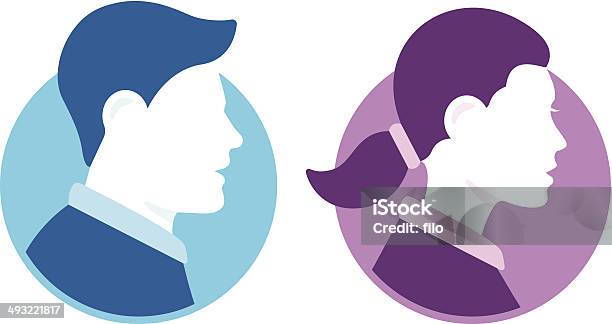 People Avatars Stock Illustration - Download Image Now - Profile View, Men, Side View