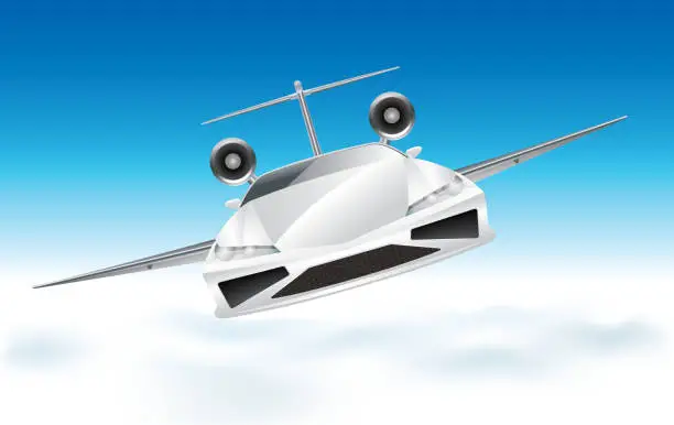 Vector illustration of Flying car