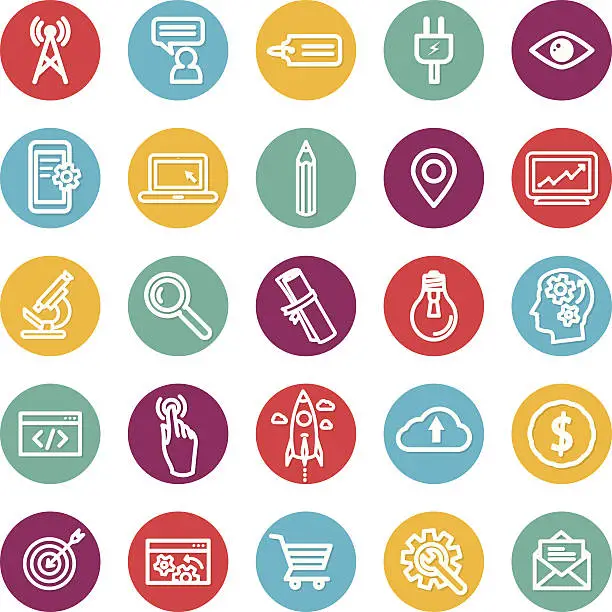 Vector illustration of SEO and development icons