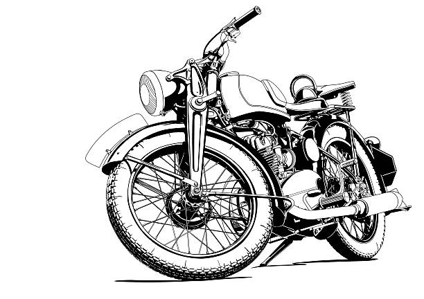 motocykl stary ilustracja - motocykl stock illustrations