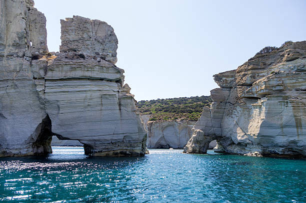 istock Rocky coastline in Milos island, Cyclades, Greece 493223628