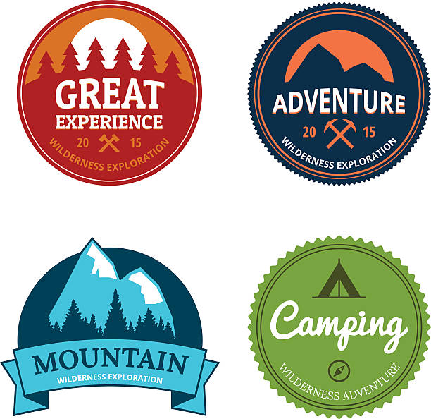 retro camping logos Set of retro camping and outdoor adventure logo badges and labels. Vector illustration sports training camp stock illustrations