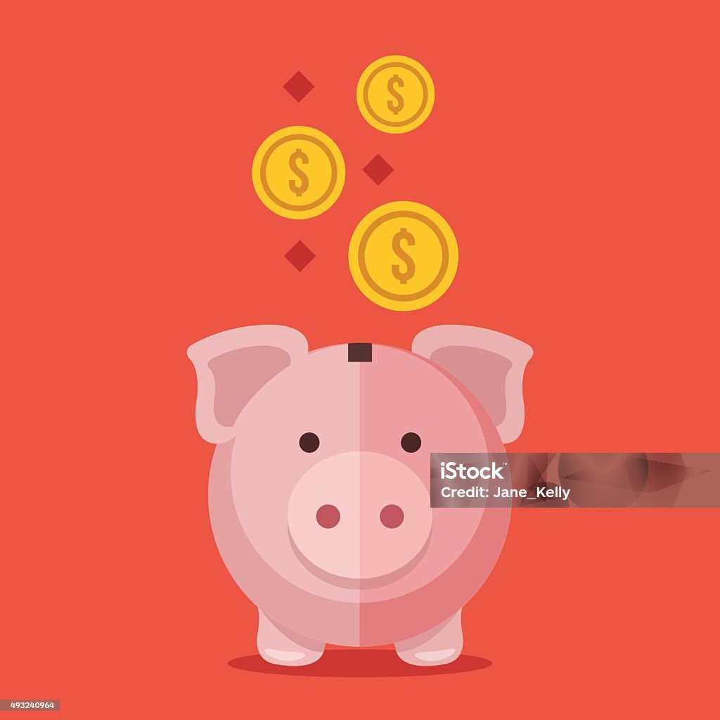 Piggy bank and gold coins. Modern flat design vector illustration Piggy Bank stock vector