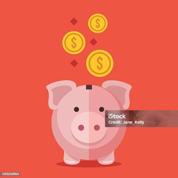 Piggy Bank And Gold Coins Modern Flat Design Vector Illustration Stock Illustration - Download Image Now
