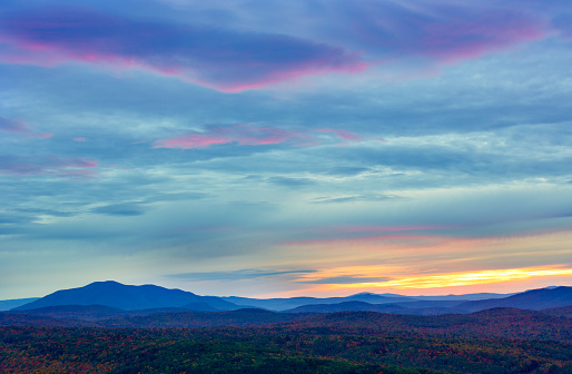 Sunrise over the Green Mountains of Vermont in Autumn
