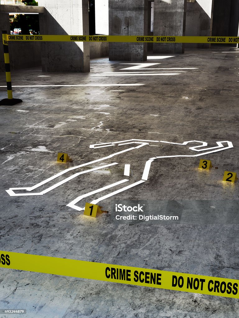 Crime scene close up Chalk Outline Stock Photo