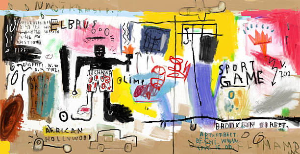 Graffiti Graffiti wall image which contains a set of symbols basketball sport street silhouette stock illustrations