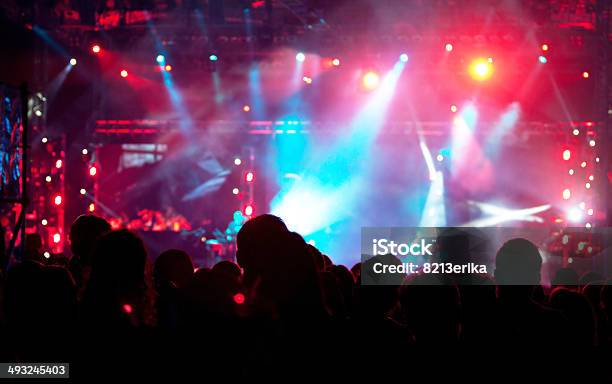 Cheering Crowd At Concert Stock Photo - Download Image Now - Adulation, Arts Culture and Entertainment, Atmosphere