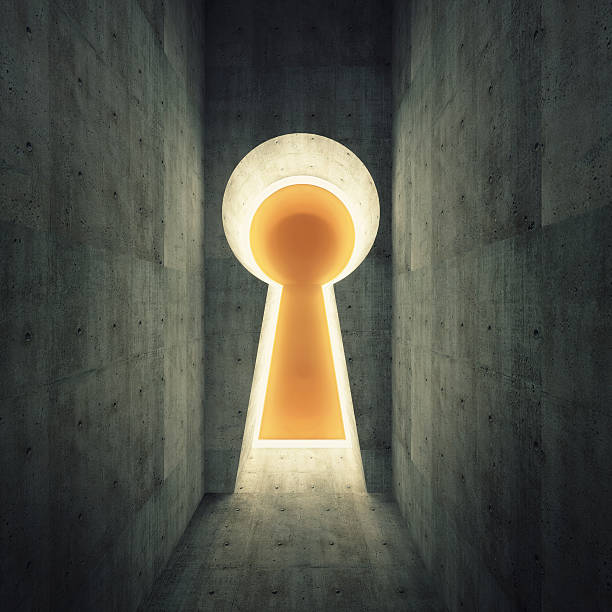 istock opened concrete wall in form of a keyhole 493245683