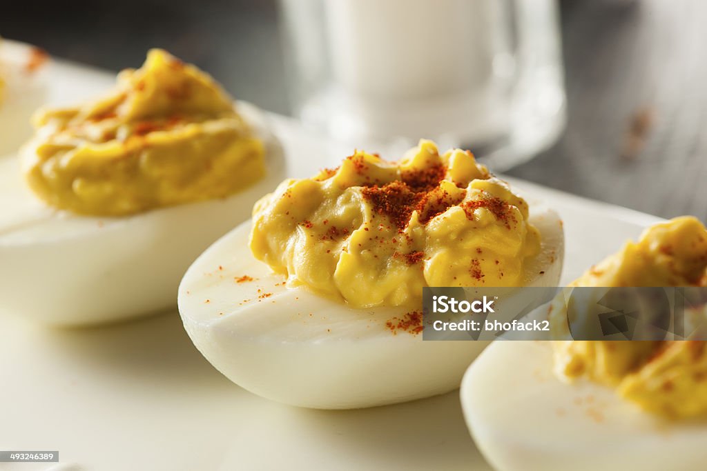 Healthy Deviled Eggs as an Appetizer Healthy Deviled Eggs as an Appetizer with Paprika Appetizer Stock Photo