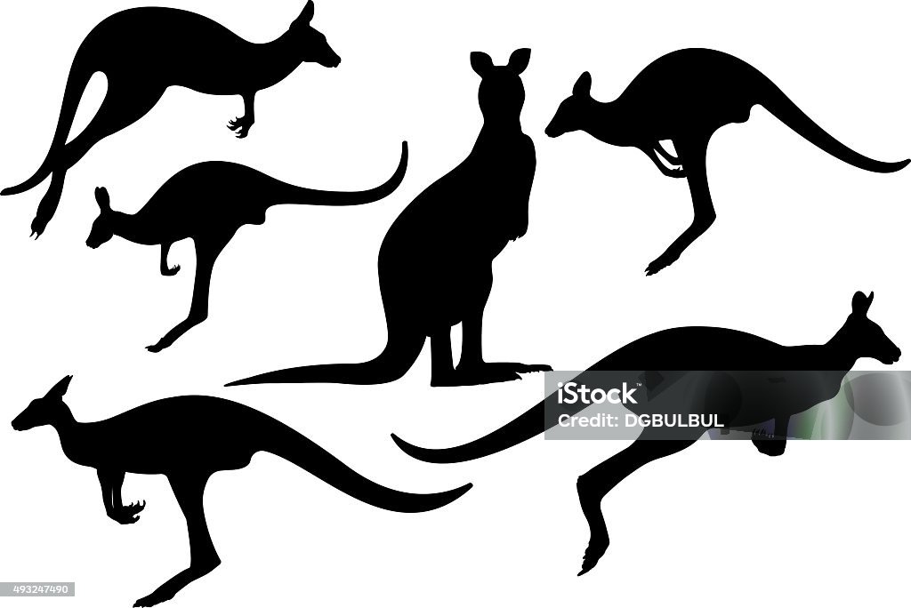 silhouette de kangourous - clipart vectoriel de Kangourou libre de droits