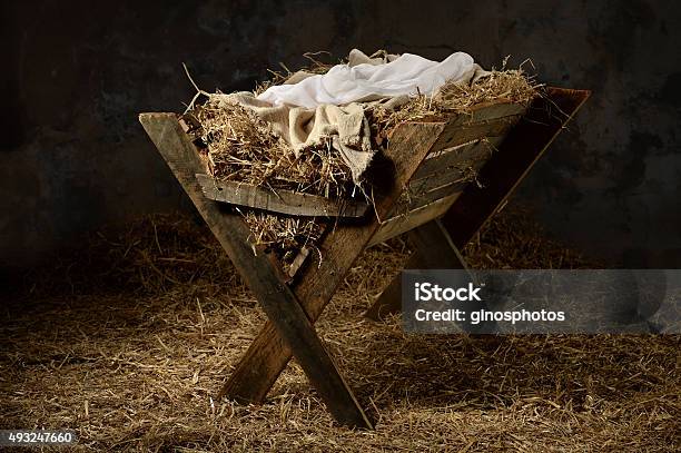 Manger In Stable Stock Photo - Download Image Now - Nativity Scene, Trough, Christmas