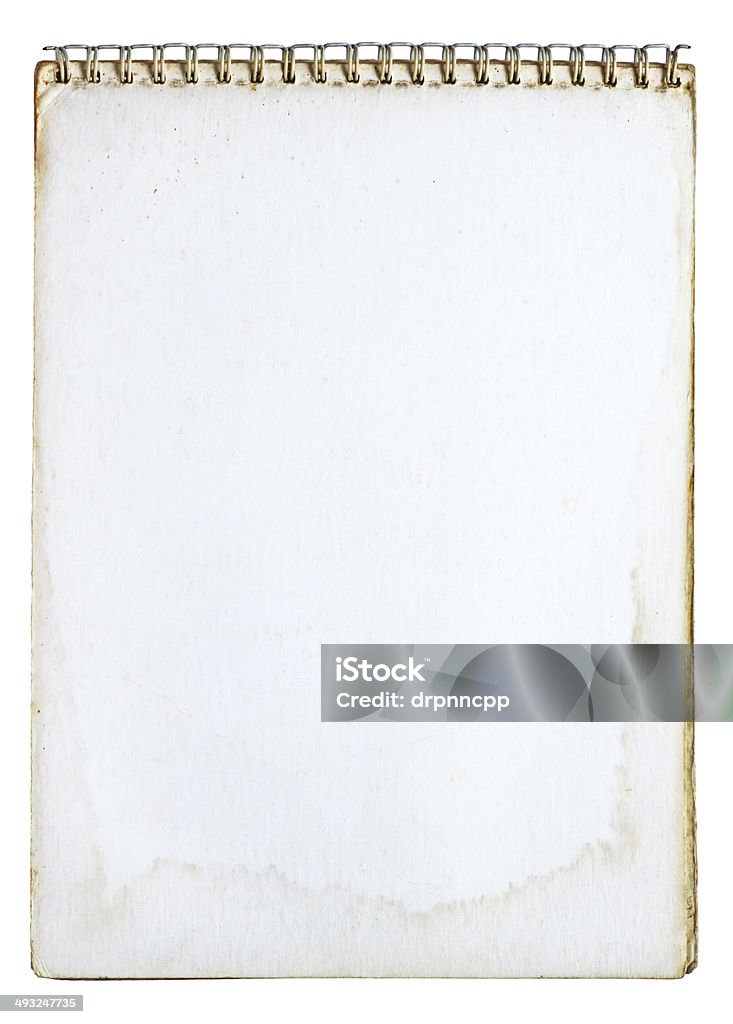 Old opened notebook Old opened notebook isolated on white background Sketch Pad Stock Photo