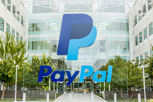 San Jose, USA - October 15, 2015: PayPal headquarters located at 2221 N. First Street San Jose, CA  PayPal is an United States company operating a worldwide online payment system. 