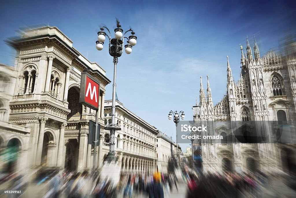 Milan Cathedral Square Milan Cathedral Square (Piazza del Duomo). Blurred Motion. Cathedral Stock Photo