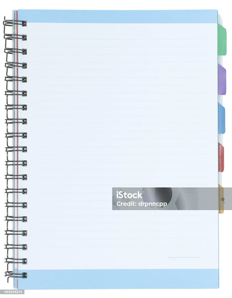 Opened index notebook Opened index notebook isolated on white background Planning Stock Photo
