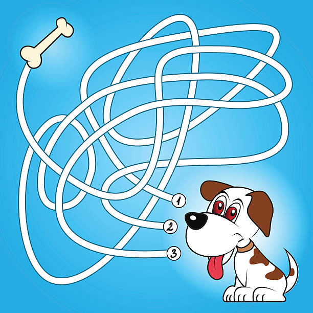собака и костный лабиринт игра - maze searching simplicity concepts stock illustrations