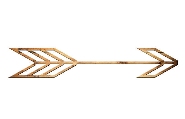 Directional arrow made of old wood surface for straight.
