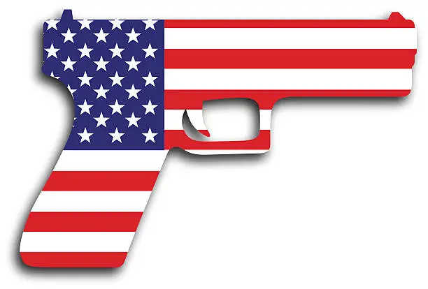 Vector illustration of USA Flag Hand Gun