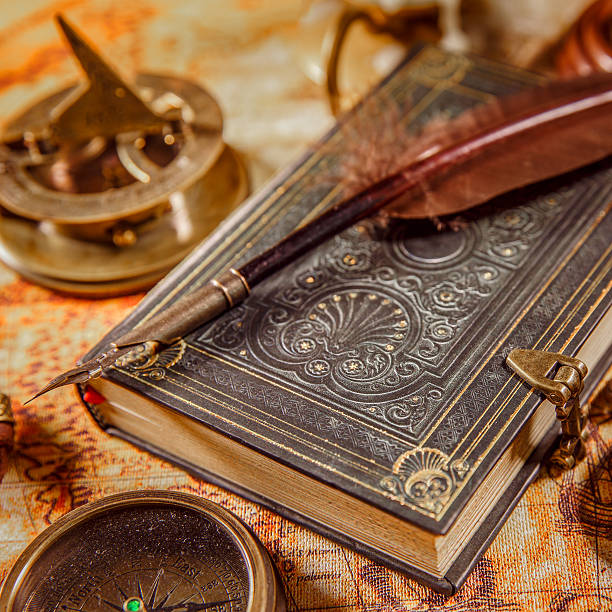 istock Vintage magnifying glass lies on an ancient world map 493250858