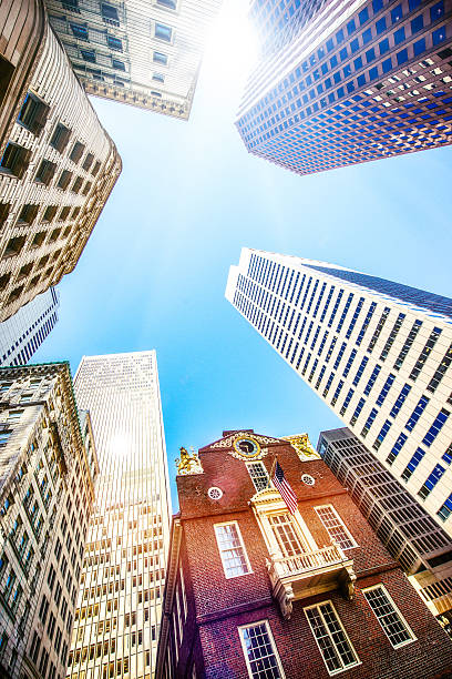 Boston Old State House surrounded by skyscrapers