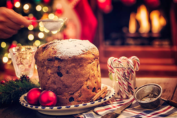 istock Homemade Panettone Christmas Cake with Powdered Sugar 493251870