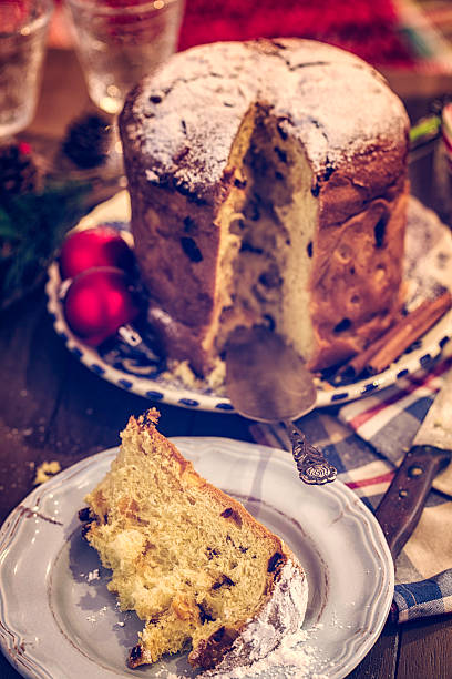 istock Homemade Panettone Christmas Cake with Powdered Sugar 493251926