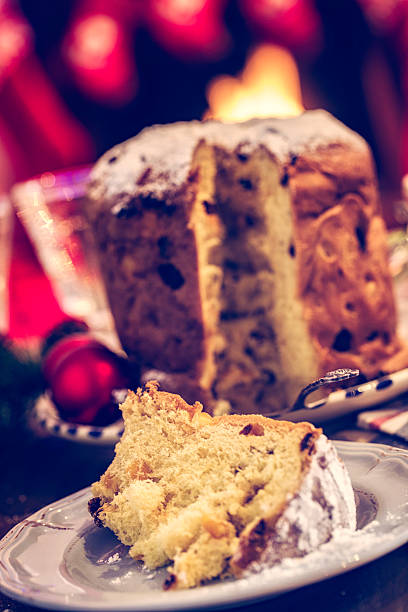 istock Homemade Panettone Christmas Cake with Powdered Sugar 493252034