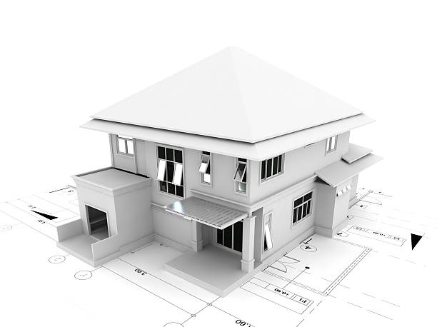 istock 3d render of house on plan 493270620