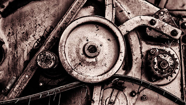 istock Soviet USSR Combine Harvester Abstract Cogs in Monochrome 493274876