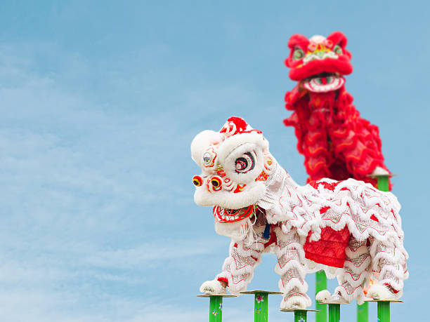 istock Chinese lion costume dance 493277488