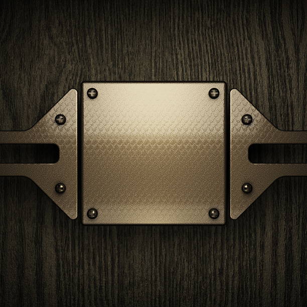 istock wooden background with metal element 493277598