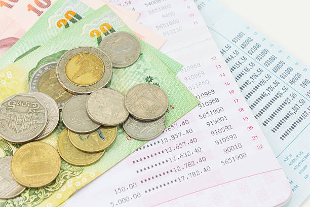 istock account passbook and thai Money 493278891