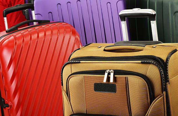 istock Composition with colorful travel suitcases 493278949