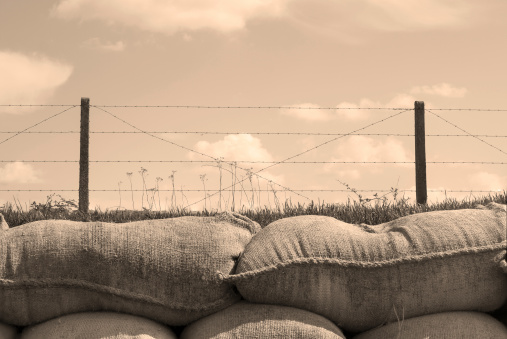 Tarea de la muerte de la Primera Guerra Mundial, los sacos de arena en Bélgica photo