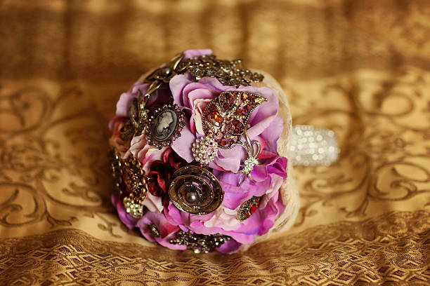 istock Purple wedding bouquet covered with crystals 493281414