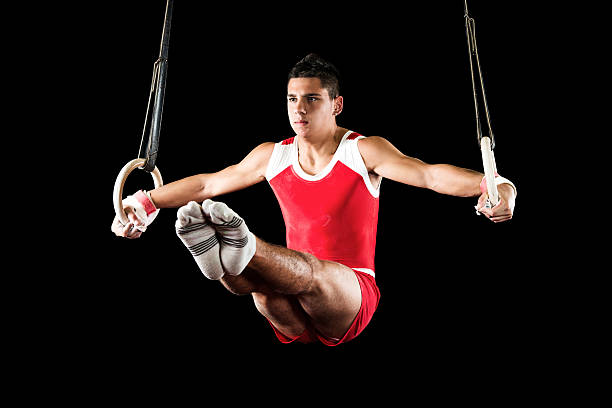 istock Exercising on gymnastics rings. 493281591