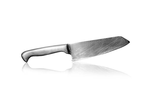 старый кухонный нож на белом фоне - small putty knife box cutter knife knife стоковые фото и изображения